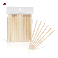 Pousse-cuticules professionnel portable en bois double face pour salon, 100 mini-pousse-cuticules solides pour l'élimination des cuticules et l'application d'autocollants.