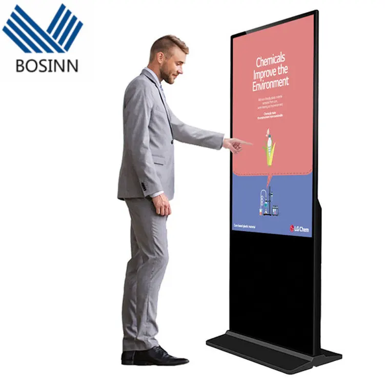 Affichage numérique de publicité vidéo écran tactile affiche publicitaire de centre commercial OEM ODM 55 pouces écran de kiosque miroir