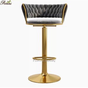 China Unique Design Beauty Salon Rattan <strong>Tall</strong> Adjustable Kitchen Chair Modern Velvet Swivel bar <strong>Stool</strong> - Product Image 1