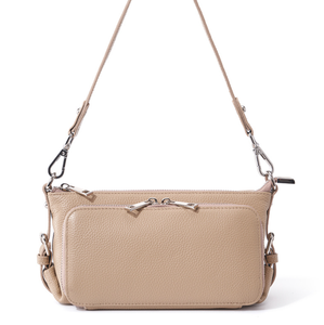 Bolso de Hombro de Cuero Genuino para Mujer, Bolso Cruzado con Cierre de Cremallera, Correa Ajustable, Textura Granulada, Uso Diario - Product Image 1