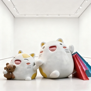 Escultura de Gato Gordo CS084, Adorable Estatua de Animal de Dibujos Animados para Decoración de Eventos en Plazas, Exhibiciones, Figura Coleccionable Artística - Product Image 1