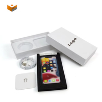 Emballage de téléphone portable en papier avec couvercle et base blancs de haute qualité, impression personnalisée, avec compartiment pour câble de charge