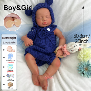 Weiche 20-Zoll Ganzkörper-Silikon Reborn-Puppen, Künstlerbemalt, Lebensechtes Neugeborenes Baby LouLou mit Offenem Mund, Geschenk für Mädchen & Jungen - Product Image 5