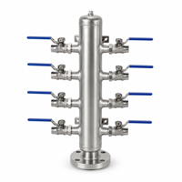 Collecteur de distribution d'air industriel en acier inoxydable 316, multi-ports, raccord de tuyauterie à bride NPT, vanne à bille et à aiguille, fabricant OEM, CE