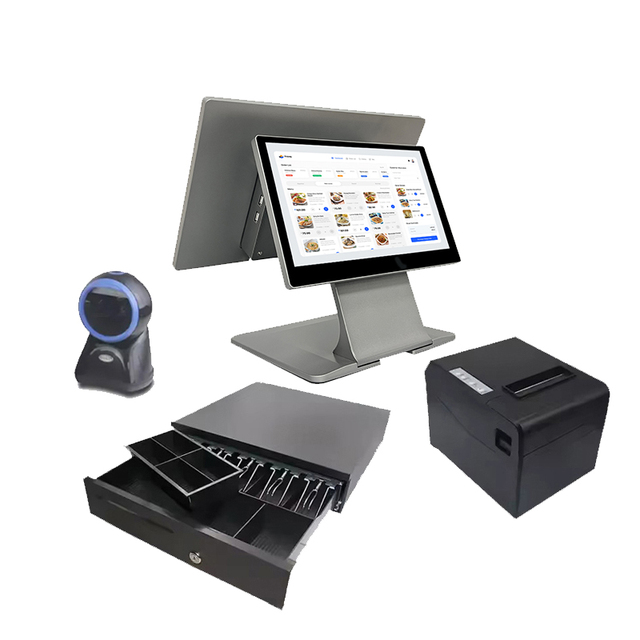 OEM 11.6 15.6 Inch Double Screen Touch All in One Pos Machines Cashier Pos Terminal Restaurant Supermarket Point of Sale System