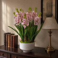 Fleurs artificielles en pot, pivoines et orchidées, toucher réel, pour décoration de mariage, vente en gros