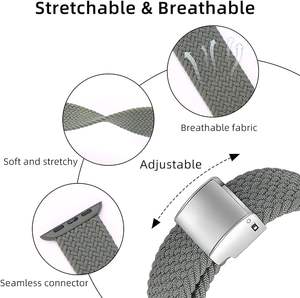 Tali jam tangan nilon olahraga elastik dapat diatur, tali jam kepang dengan gesper - Product Image 2