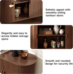 Armoire <span class=keywords><strong>de</strong></span> rangement avec porte coulissante et étagère réglable, table <span class=keywords><strong>console</strong></span> moderne <span class=keywords><strong>de</strong></span> <span class=keywords><strong>bar</strong></span> à café d'appoint pour cuisine, entrée, noyer - Product Image 5