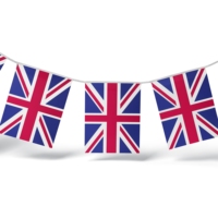 Drapeaux de fanions en plastique PE imperméable pour l'extérieur, drapeaux de fanions en polyester, drapeaux de fanions personnalisés Union Jack britanniques, drapeaux de fanions en ficelle britanniques