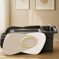 Lit de massage durable pour shampoing, avec fonction de massage électrique des mollets et chauffage, en PU imperméable, personnalisable pour salon de coiffure