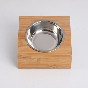 2 paslanmaz çelik Antislip <span class=keywords><strong>Pet</strong></span> ile ayarlanabilir bambu yükseltilmiş besleyici standı yemek kasesi özelleştirilebilir otomatik köpek besleme sistemi - Product Image 4