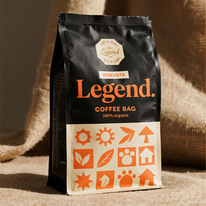 Sachet de café personnalisé en aluminium mat avec valve et fermeture éclair, fond plat imprimé, emballage Ziplock pour café - Product Image 4
