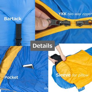 Sac de couchage rectangulaire Woqi Mummy 3M avec rembourrage Thinsulate, écologique, ultraléger, bleu, pour adultes - Product Image 4