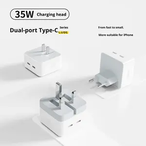 Adaptateur <span class=keywords><strong>chargeur</strong></span> PD US/EU/UK 35W double USB-C type C <span class=keywords><strong>chargeur</strong></span> <span class=keywords><strong>rapide</strong></span> pour <span class=keywords><strong>iPhone</strong></span> 16 15 14 13 12 <span class=keywords><strong>11</strong></span> Pro <span class=keywords><strong>chargeur</strong></span> PD - Product Image 1