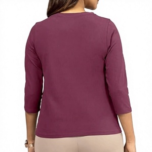 Women's V-neck <b>Long</b> Sleeve Shirts Solid Color Casual <b>Top</b> Regular Fit Custom Logo OEM ODM Women's <b>Long</b> Sleeve Shirt - Product Image 3