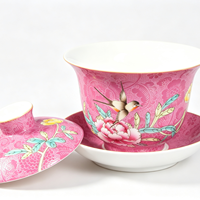 Tasse à thé en porcelaine RED LEAF CERAMICS de qualité supérieure avec couvercle et plateau, style chinois classique, luxe, résistante à la chaleur, cadeau d'affaires durable