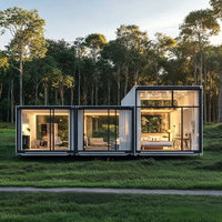 Casa Contenedor Prefabricada Modular de 20 Pies, Vivienda Residencial Transpirable con Muro Cortina de Vidrio Moderno, de Bajo Costo y Diseño Compacto