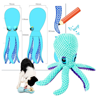 Jouets pour animaux de compagnie, design personnalisé, en peluche, pieuvre, poulpe, pieuvre, calmar froissé, jouets à mâcher avec corde