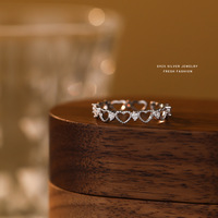Nuevo anillo de dedo abierto de corazón hueco de Plata de Ley 925, diseño Simple, joyería Unisex, regalos de bodas, aniversarios de fiesta, venta al por mayor