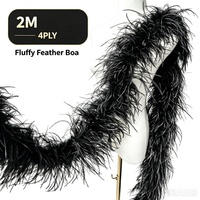 Écharpe en plumes d'autruche noires naturelles 4 plis de 2 m pour la danse, les spectacles, les tenues de scène, les accessoires de couture de vêtements – Vente en gros
