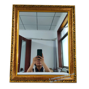 Gương Treo Tường Lớn Hình Chữ Nhật Họa Tiết Phong Cách Cổ Điển Vát Màu Vàng Kim Cổ Xưa - Product Image 1