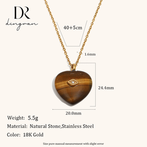 Collar con Colgante <span class=keywords><strong>de</strong></span> Corazón y <span class=keywords><strong>Ojo</strong></span> Turco <span class=keywords><strong>de</strong></span> <span class=keywords><strong>Piedra</strong></span> Natural, Chapado en Oro <span class=keywords><strong>de</strong></span> 18K, Acero Inoxidable, para Mujer, Amatista, Ónix, Jade, Venta al Por Mayor, Dingran - Product Image 2