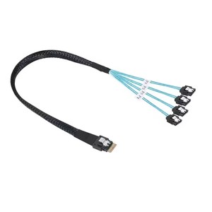 Cable MINI Slim SAS de 38 pines SFF-8654 <span class=keywords><strong>4i</strong></span> a 4 SATA 3.0 de 7 pines, cable de distribución para controlador RAID de servidor, de host a unidades de disco duro objetivo - Product Image 4