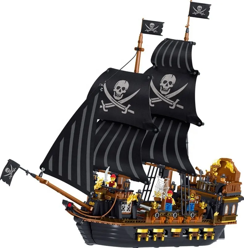 Bloques de construcción de Barco Pirata para niños, 1352 piezas, Moc, Technic, plástico, juguetes de construcción, bloques de construcción