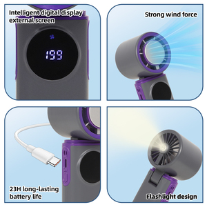 <span class=keywords><strong>Ventilateur</strong></span> portable rechargeable 12W 3600mAh à grande vitesse, mini <span class=keywords><strong>ventilateur</strong></span> de bureau facile à transporter avec fonction de refroidissement – Prix direct usine - Product Image 4
