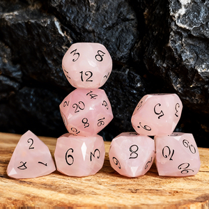 Juego de Dados de Cristal Multifacético Rosa Personalizados DND a <span class=keywords><strong>Precio</strong></span> de Mayoreo, Dados de Piedras Preciosas para Juegos de Rol - Product Image 1