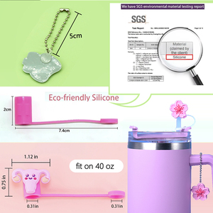 Llavero de Dibujos Animados, Adorno de Silicona para Pajitas de 8/10 mm, Personalizado, Rosa, con Diseño de Coche y Música, Regalo para Vasos de 40 oz, Muestra Gratuita, Desechable - Product Image 2