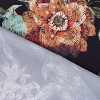 Tissu en satin mat 100 % polyester personnalisé, extensible, imprimé numérique tropical pour vêtements et jupes pour filles, technique de tissage