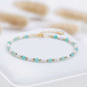 WENCHI Premium Style Natural Stone Bracelet with Freshwater Rice-Shaped Pearl and Spinel <b>Crystal</b> 30g Bangles - Product Image 3