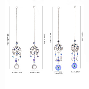 Attrape-soleil Boho <span class=keywords><strong>Arbre</strong></span> <span class=keywords><strong>de</strong></span> <span class=keywords><strong>Vie</strong></span> Œil du Diable Fait Main Perles et Cristal Pendentif Porte-Bonheur Cadeau pour Décoration Maison Bureau Voiture - Product Image 4