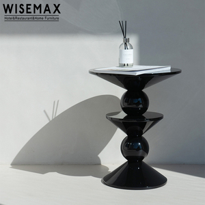 أثاث WISEMAX طاولة قهوة مدورة بتصميم فريد من الألياف الزجاجية طاولة جانبية للأريكة في غرفة المعيشة طاولة صغيرة - Product Image 1