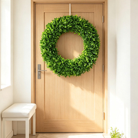 Couronne artificielle en buis, feuilles vertes, pour porte d'entrée, décoration de maison, décoration de mariage et de fête