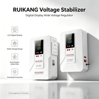 Stabilisateur AVR monophasé mural robuste 220V CA, boîtier en aluminium LED multi-alimentation, résistant à la chaleur et à l'humidité, pour usage domestique et professionnel