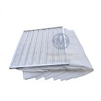 Filter Kantong Kustom F5-F9 Efisiensi Sedang Media Nonwoven PET Polyester Rangka Aluminium Alloy untuk Pendingin Udara