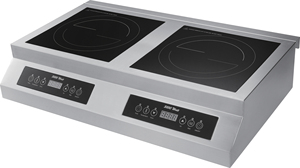 Table de cuisson à induction en verre noir 5000W avec deux brûleurs, commande tactile AM-CD206, puissance de cuisson élevée, offre une chaleur intense - Product Image 3
