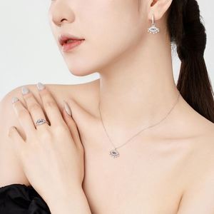 Dylam Punk Hip Hop Personalized Style S925 Silver Rhodium Plated Rivet <b>Evil</b> Blue <b>Eyes</b> 5A Cubic Zirconia Women Jewelry <b>Rings</b> - Product Image 2