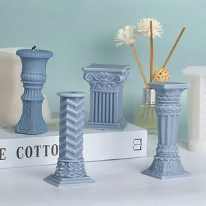촛불 실리콘 금형 로마 열 모양 고대 그리스 기둥 촛불 금형 DIY 촛불 석고 비누 공예 만들기