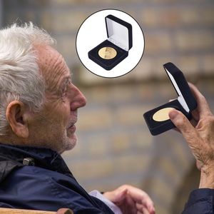 2025 Customized <b>Empty</b> Badge Coin <b>Gift</b> Velvet Black RT Brand Custom Size Collection Storage Display Glass Packaging Printing - Product Image 2