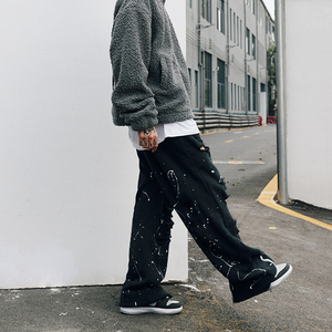 Bán Buôn Tùy Chỉnh Cậu Bé Thời Trang Phố Màu Đen Chuông Đáy Của Người Đàn Ông Thể Thao Quần Quần Cổ Điển Đau Khổ Pantd - Product Image 1