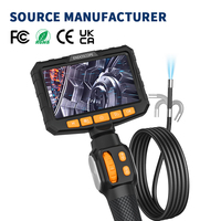 Caméra endoscopique articulée étanche IP67 avec écran 5 pouces 1080P et 6 LED, câble rigide pour inspection moteur et égouts