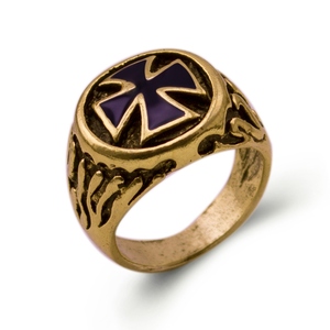 Nuovo Design Anello a Croce Gioielli Bicolore Croce di Lorraine Anello dei Cavalieri Templari Anello con Sigillo per Uomo <span class=keywords><strong>Gioielleria</strong></span> - Product Image 5