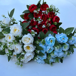 18 têtes de pivoines artificielles de 40 cm, bleues, rouges, orange, blanches, grands bouquets de <span class=keywords><strong>fleurs</strong></span> de pivoine - Product Image 2