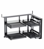 Magische Hoek Aluminium ABS Glas Fluorocarbon Keuken Kast Uitschuifbare Opbergmand voor Keukenhoek Organisatie