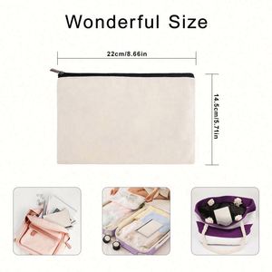 Wholesale Fashionable Cotton Canvas Lash Travel Pouch Custom Logo Reusable Toiletry Cosmetic <b>Makeup</b> <b>Case</b> With Zipper - Product Image 3