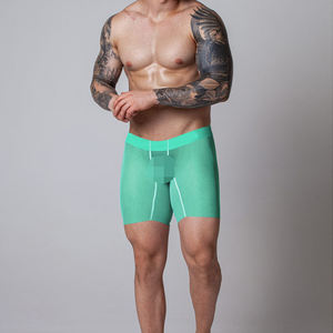 Boxer da <span class=keywords><strong>Uomo</strong></span> Sexy in Seta Ghiaccio, Intimo Morbido Senza Cuciture, Boxer Lunghi Sportivi Traspiranti, Pantaloncini da Notte - Product Image 2