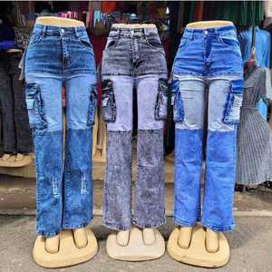 Jeans Retro de Pierna Ancha para Mujer, Cintura Alta, Estilo Casual Urbano con Bolsillos Grandes, Pantalones de Trabajo, Estilo Moderno en Mezclilla - Product Image 5